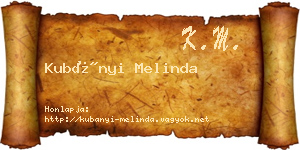 Kubányi Melinda névjegykártya