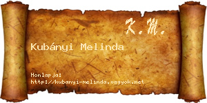 Kubányi Melinda névjegykártya